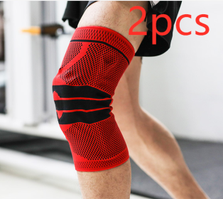 Sports Running Fitness Protection Knee Pads Brace Strap (Option: Red anti slip a pair-S)