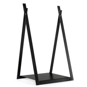 Triangle Firewood Rack with Raised Base for Fireplace Fire Pit (Color: Black)